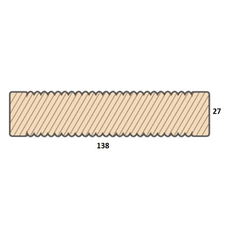 Terasová prkna Evropský modřín 27x138 mm - délka 4m jemná/jemná